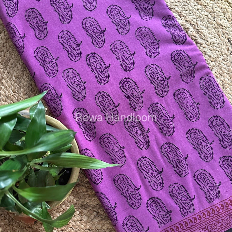 Lavender Bagh Print Cotton Saree NCBP05 