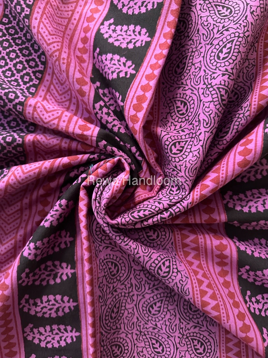 Lavender Bagh Print Cotton Saree NCBP05 