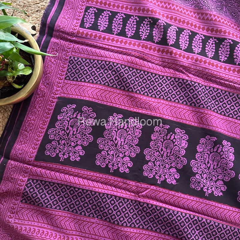 Lavender Bagh Print Cotton Saree NCBP05 