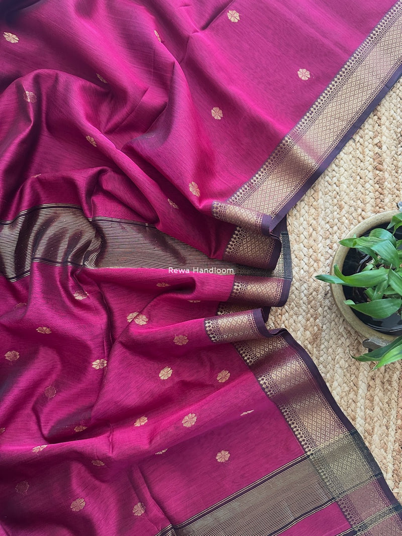 Maheshwari Rani Pink Flower Skirt Butti Saree ZSB0132