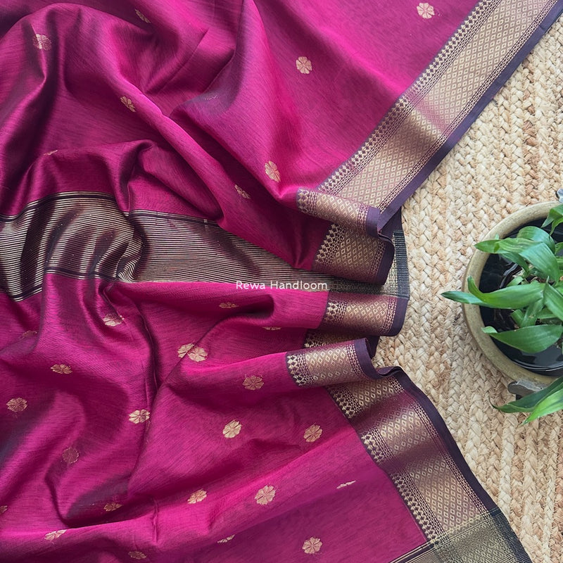 Maheshwari Rani Pink Flower Skirt Butti Saree ZSB0132