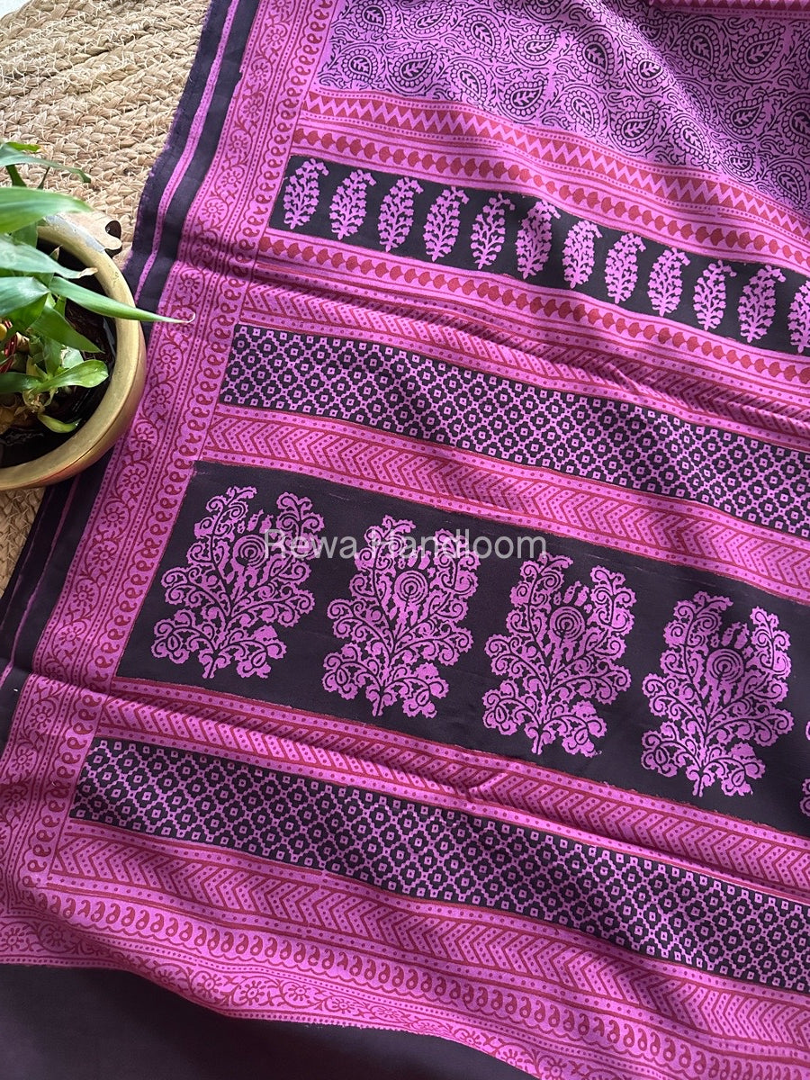 Lavender Bagh Print Cotton Saree NCBP05 