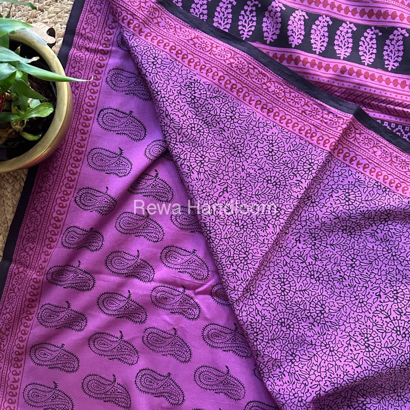 Lavender Bagh Print Cotton Saree NCBP05 