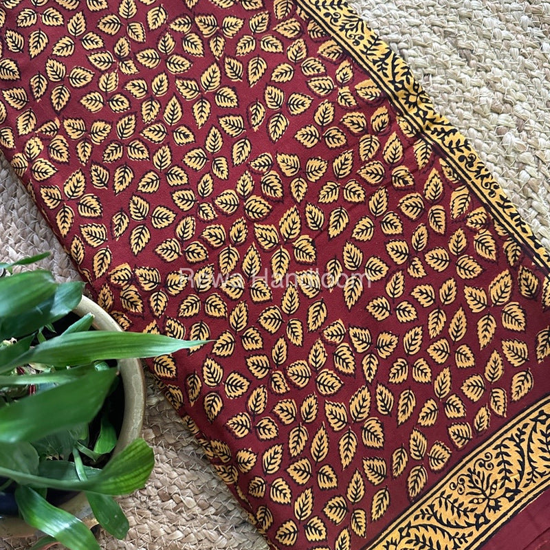 Dark Maroon Bagh Print Cotton Saree NCBP19