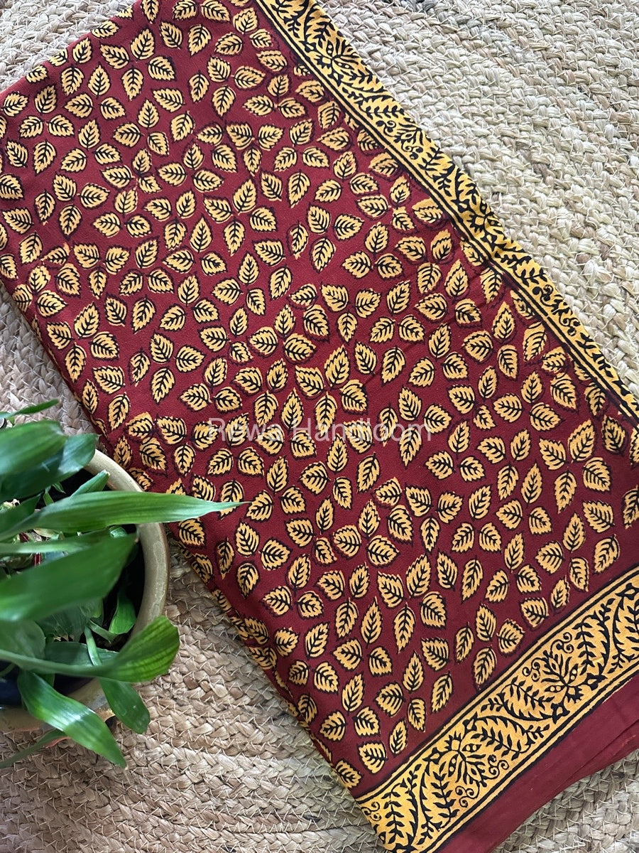 Dark Maroon Bagh Print Cotton Saree NCBP19