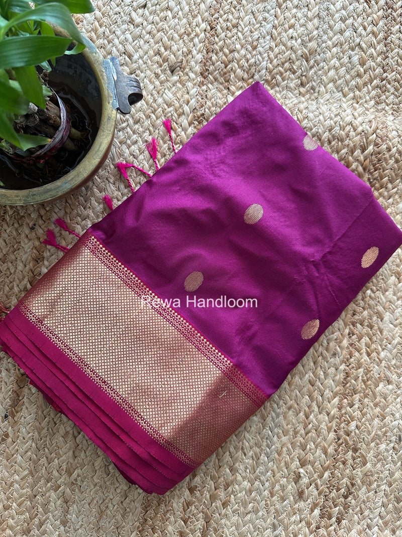 Maheshwari Magenta Pure Silk Saree PS076