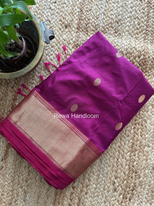 Maheshwari Magenta Pure Silk Saree PS076