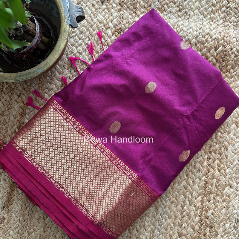 Maheshwari Magenta Pure Silk Saree PS076