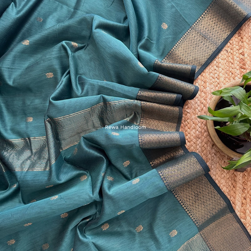 Maheshwari Teal Green Flower Skirt Butti Saree ZSB0131