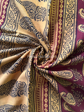 Dark Maroon Bagh Print Cotton Saree NCBP19