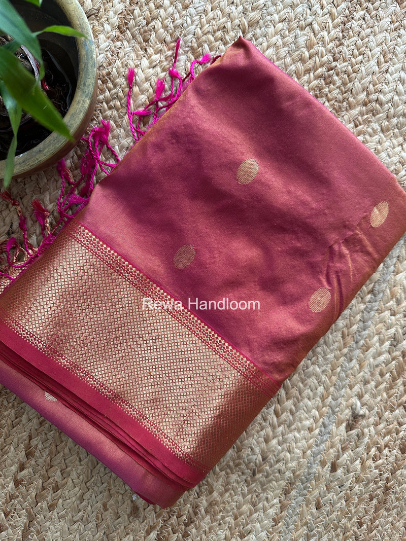 Maheshwari Copper Pure Silk Saree PS081
