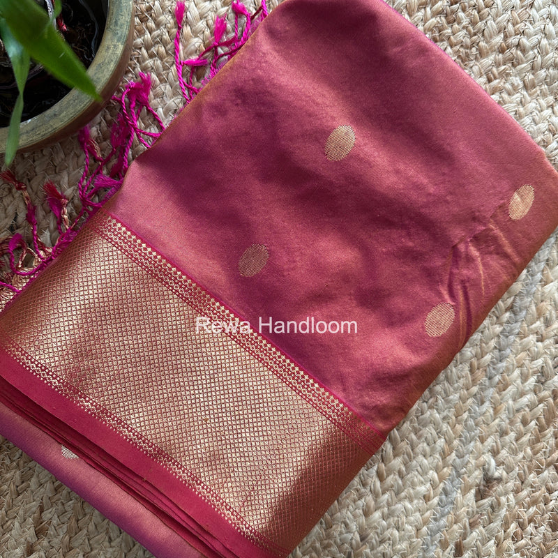 Maheshwari Copper Pure Silk Saree PS081