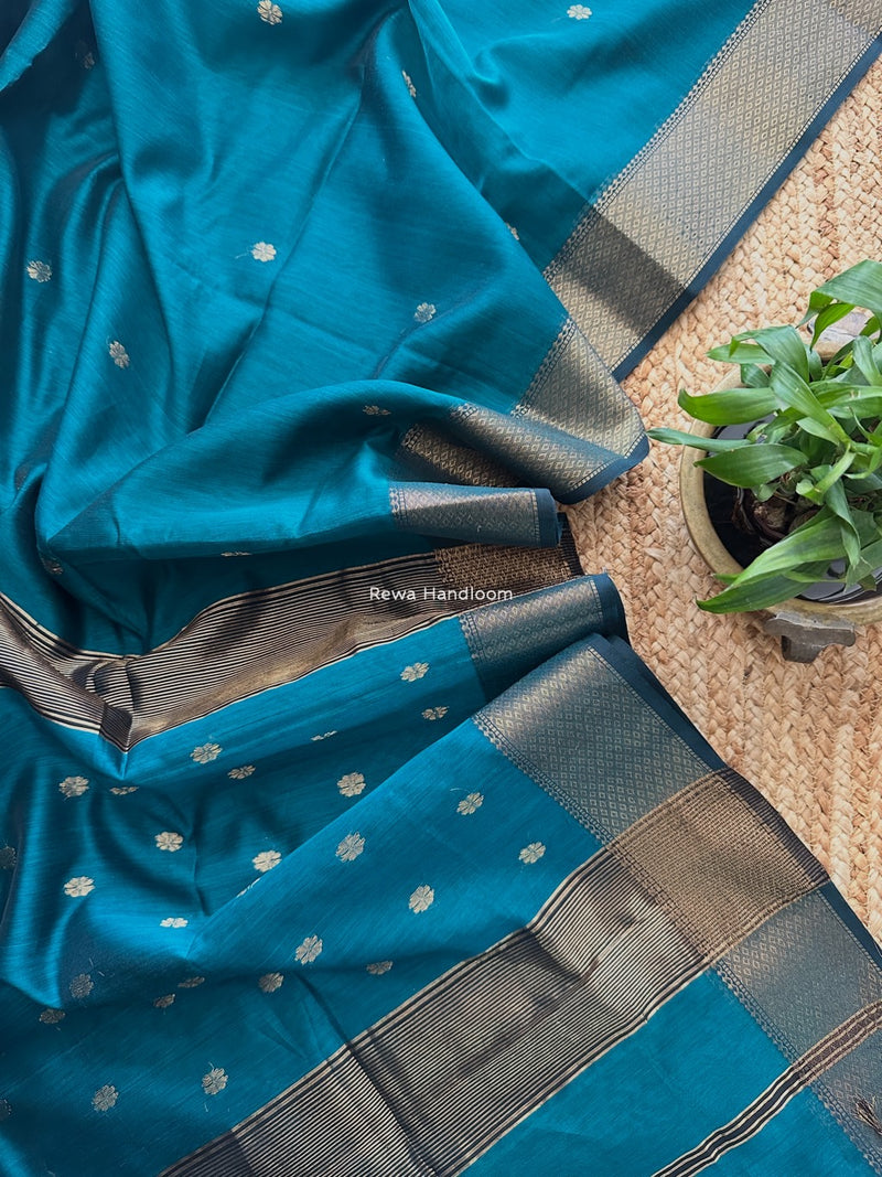 Maheshwari Rama Green Flower Skirt Butti Saree ZSB0135