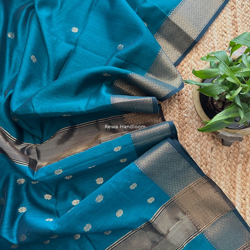 Maheshwari Rama Green Flower Skirt Butti Saree ZSB0135