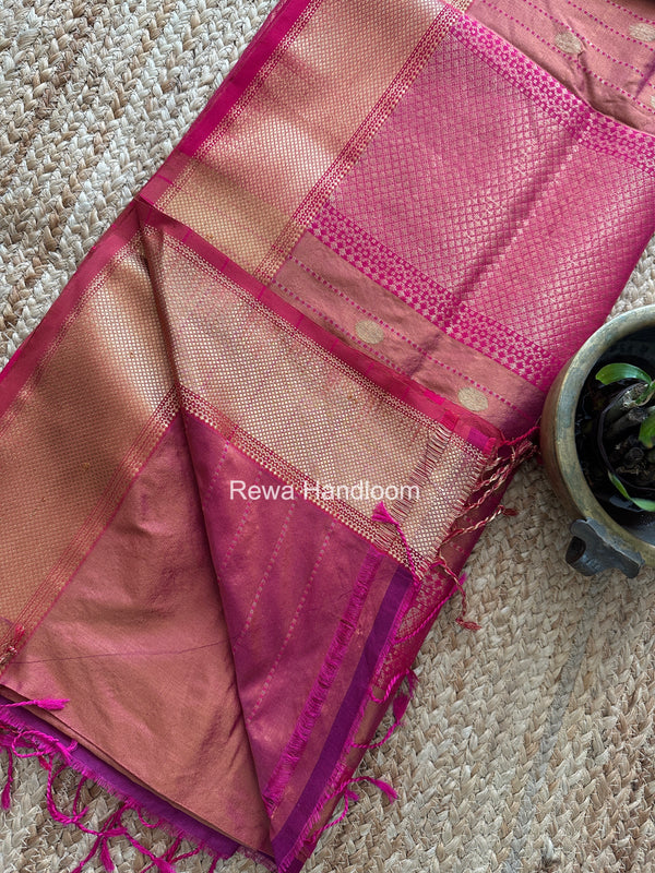 Maheshwari Copper Pure Silk Saree PS081