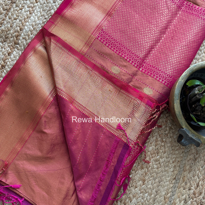 Maheshwari Copper Pure Silk Saree PS081