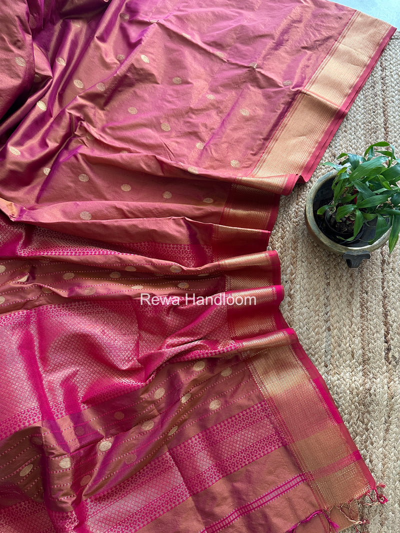 Maheshwari Copper Pure Silk Saree PS081