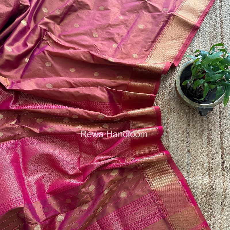 Maheshwari Copper Pure Silk Saree PS081