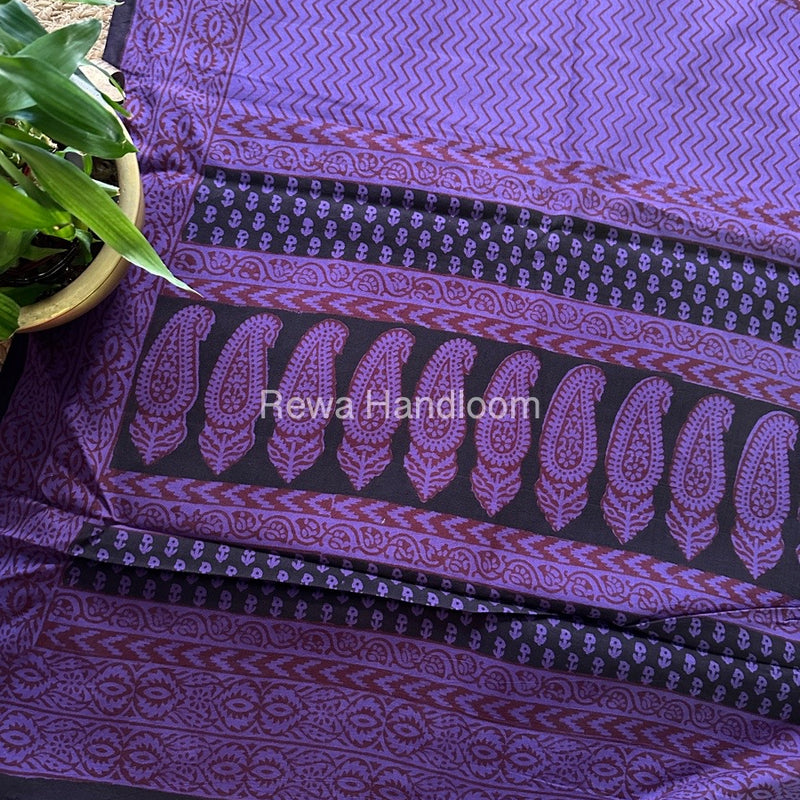 Black Bagh Print Cotton Saree NCBP42