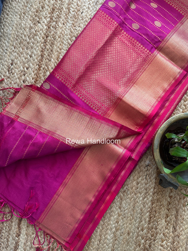 Maheshwari Rani Pink Pure Silk Saree PS079