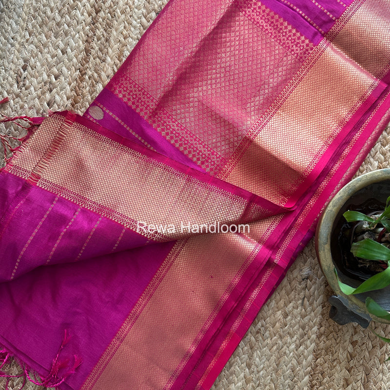 Maheshwari Rani Pink Pure Silk Saree PS079