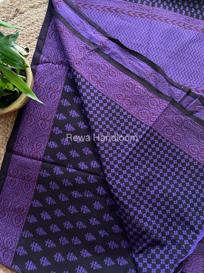 Black Bagh Print Cotton Saree NCBP42