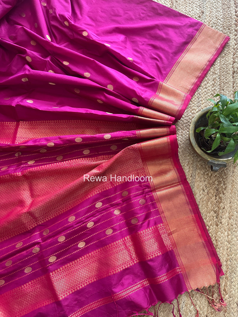 Maheshwari Rani Pink Pure Silk Saree PS079