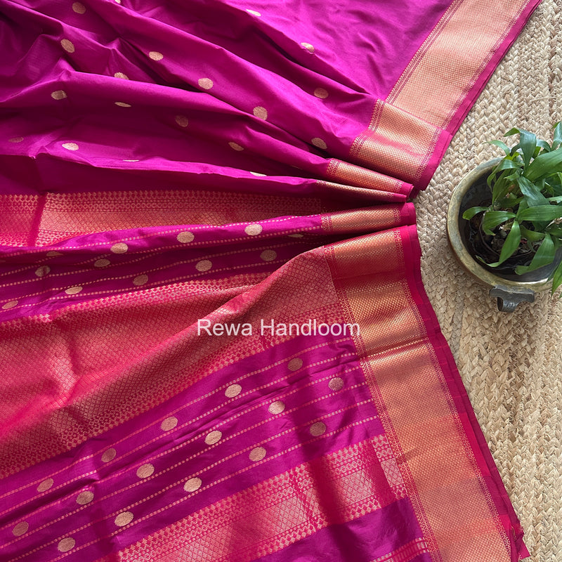Maheshwari Rani Pink Pure Silk Saree PS079