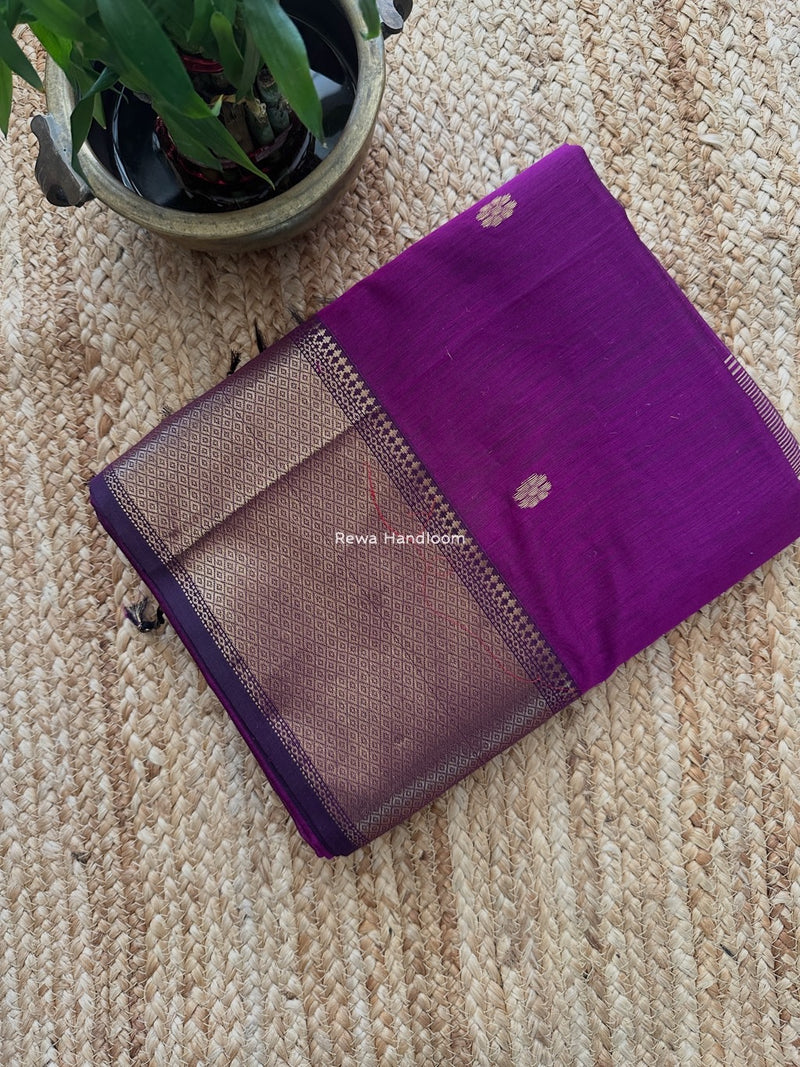 Maheshwari Dark Magenta Flower Skirt Butti Saree ZSB0141