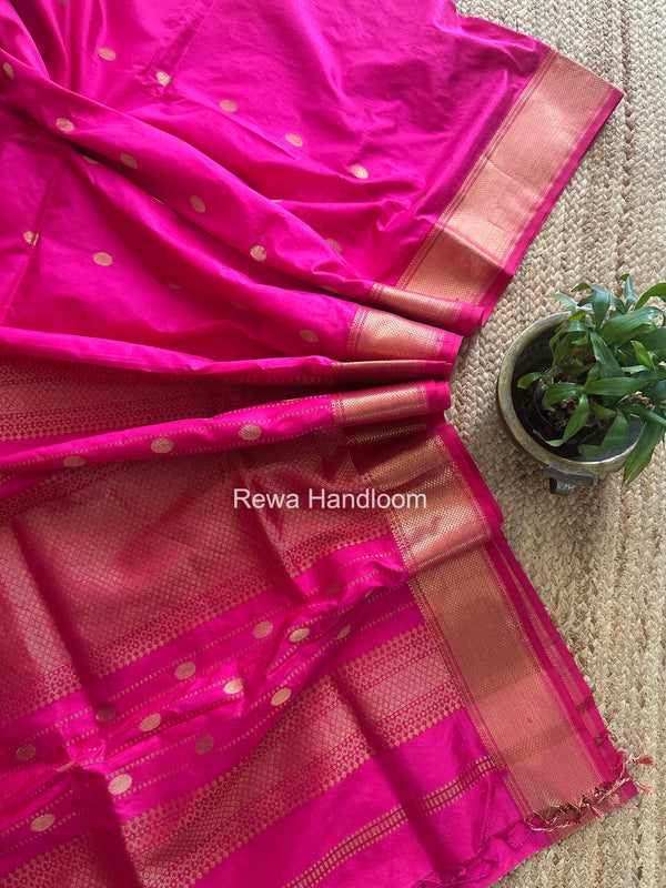 Maheshwari Rani Pink Pure Silk Saree PS077