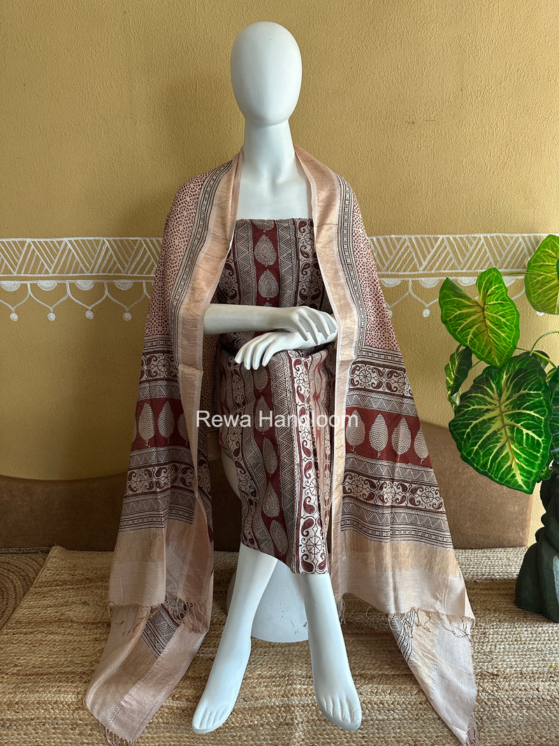 Maheshwari Bagh Print Tissue Top-Dupatta Set