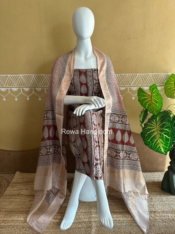 Maheshwari Bagh Print Tissue Top-Dupatta Set