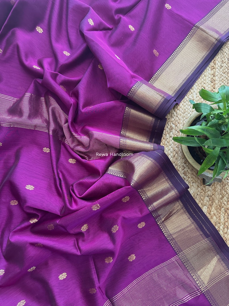 Maheshwari Dark Magenta Flower Skirt Butti Saree ZSB0141