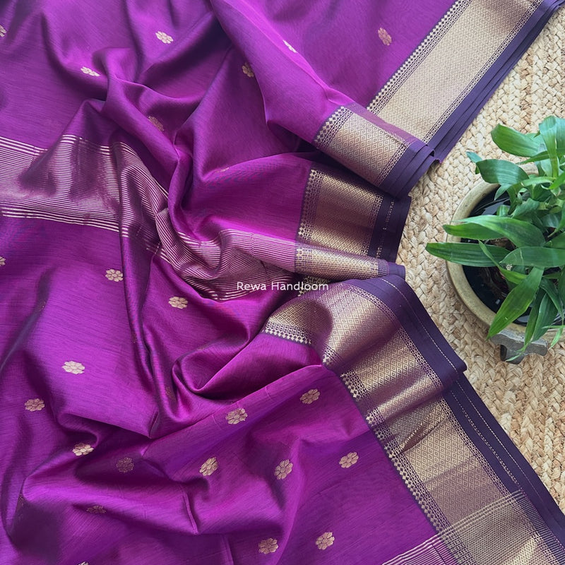 Maheshwari Dark Magenta Flower Skirt Butti Saree ZSB0141