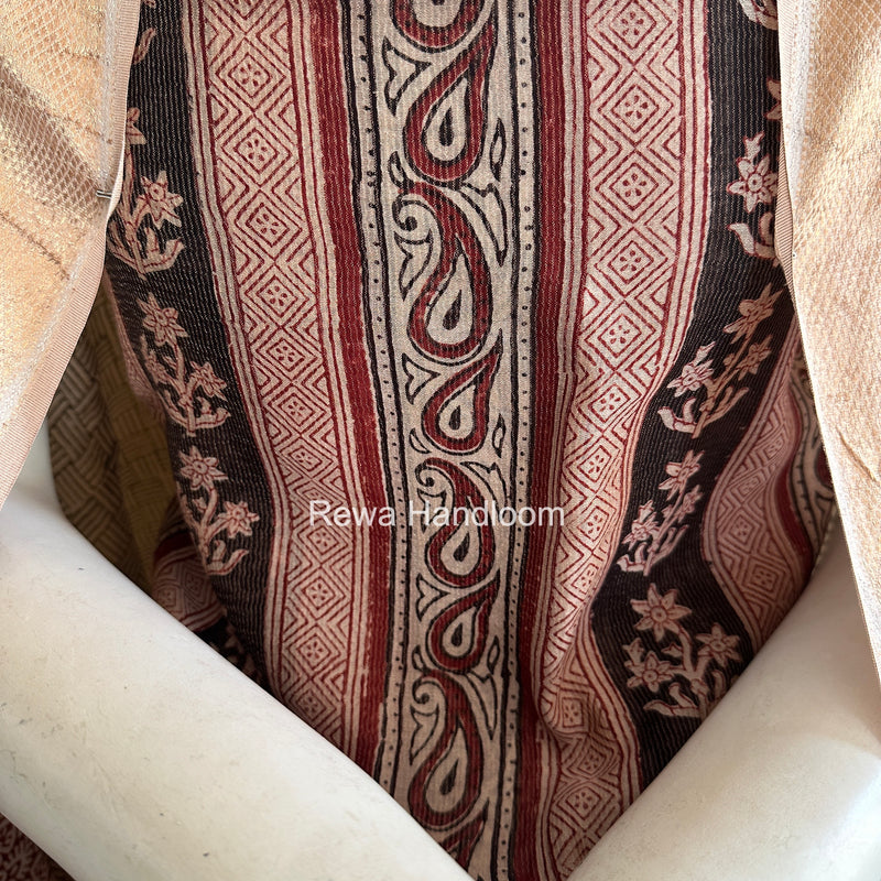 Maheshwari Black-white Bagh Print Tissue Top-Dupatta Set BPTS023
