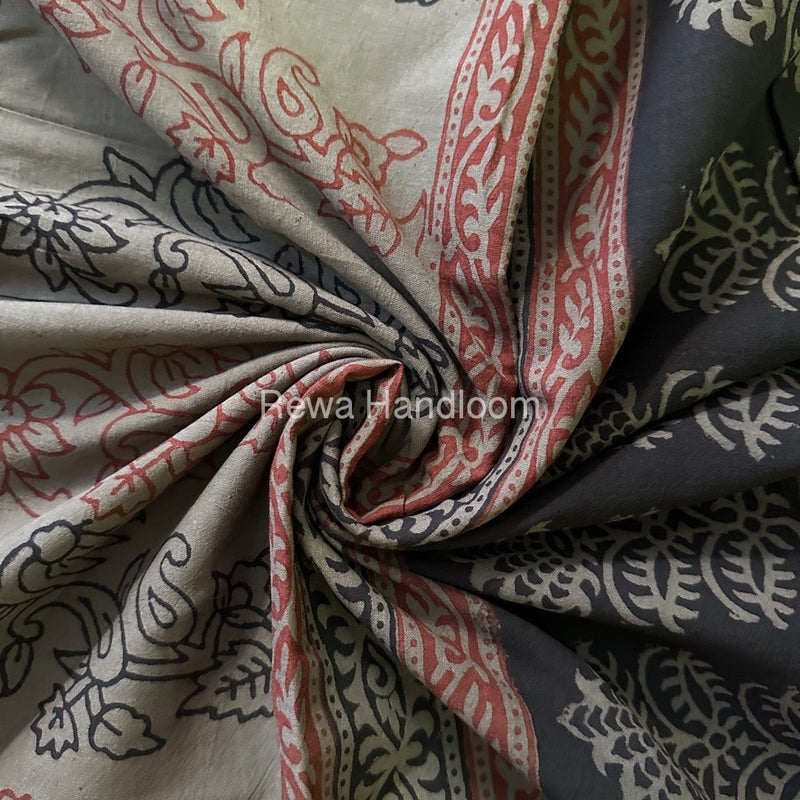 Light Brown Bagh Print Cotton Saree NCBP17