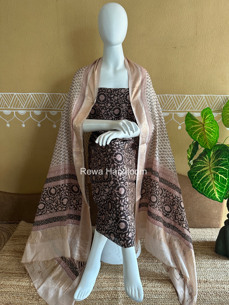Maheshwari Bagh Print Tissue Top-Dupatta Set