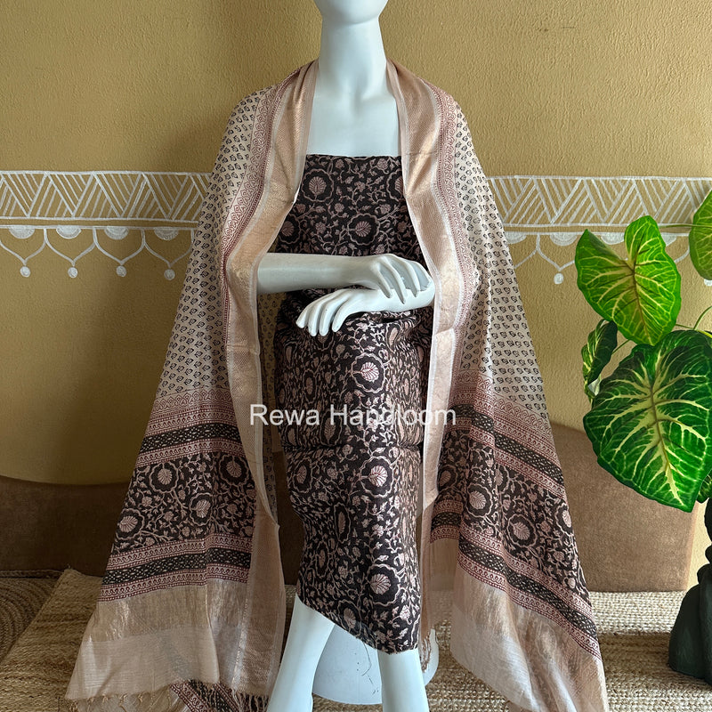 Maheshwari Bagh Print Tissue Top-Dupatta Set
