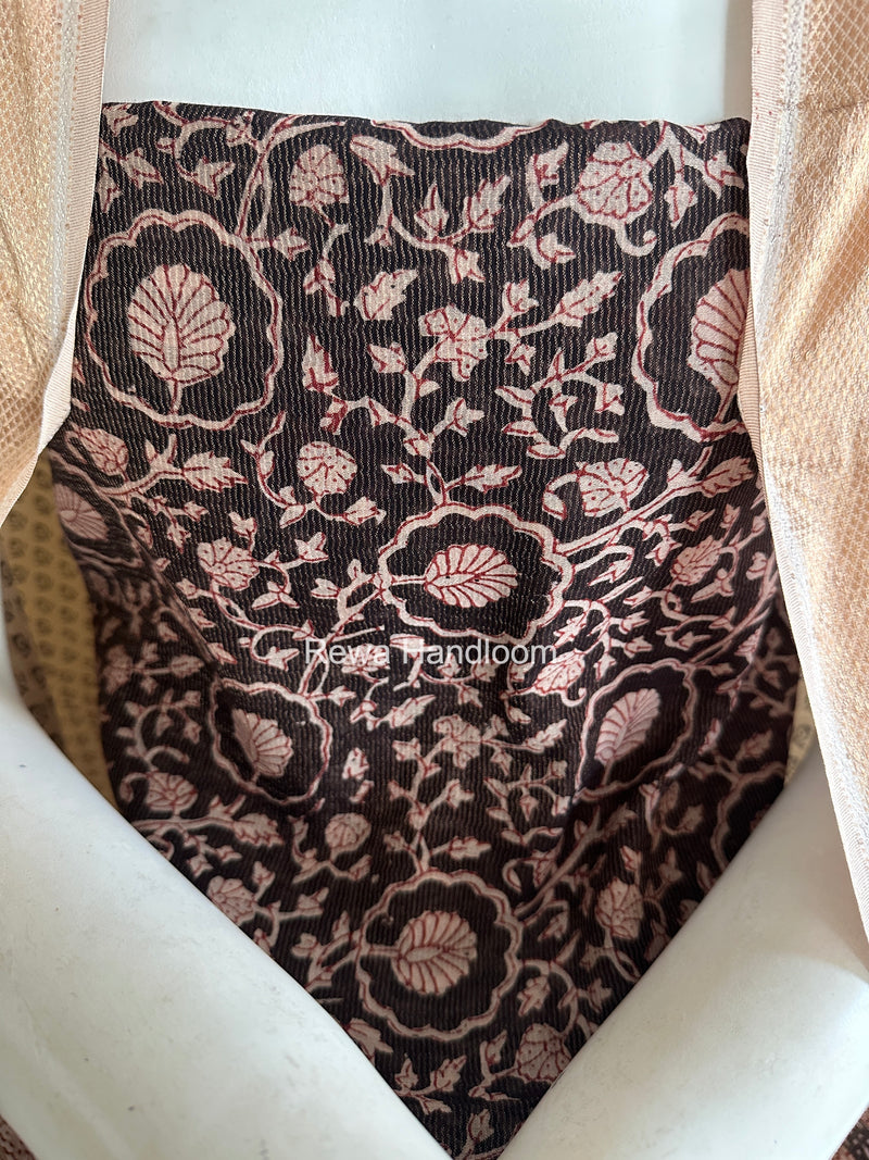 Maheshwari Black-white Bagh Print Tissue Top-Dupatta Set BPTS022