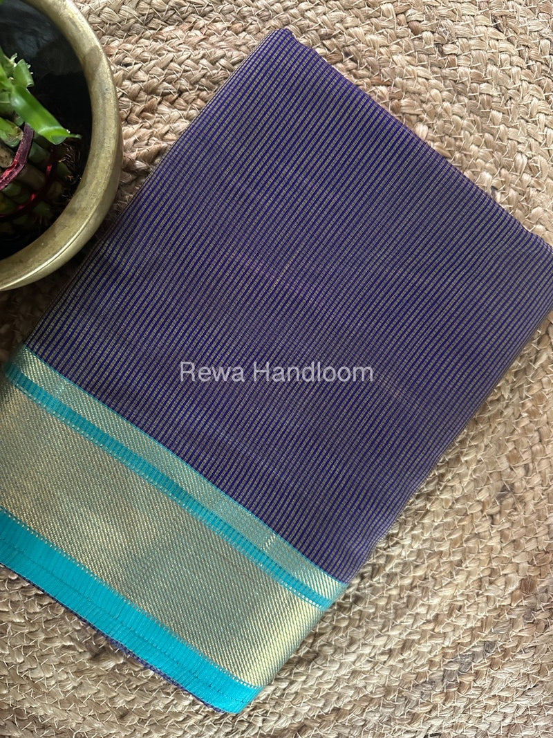 Exclusive Maheswari Self Checks Purple Saree MCS066