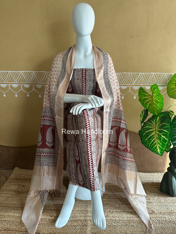 Maheshwari Bagh Print Tissue Top-Dupatta Set
