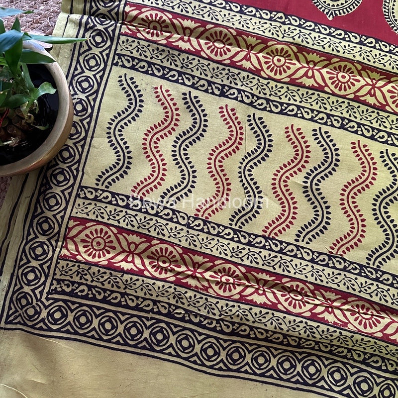 Parrrot Green Bagh Print Cotton Saree NCBP18