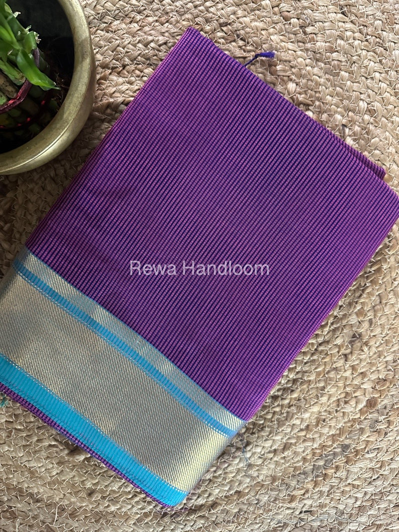 Exclusive Maheswari Self Checks Purple Saree MCS070