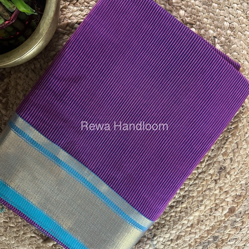 Exclusive Maheswari Self Checks Purple Saree MCS070