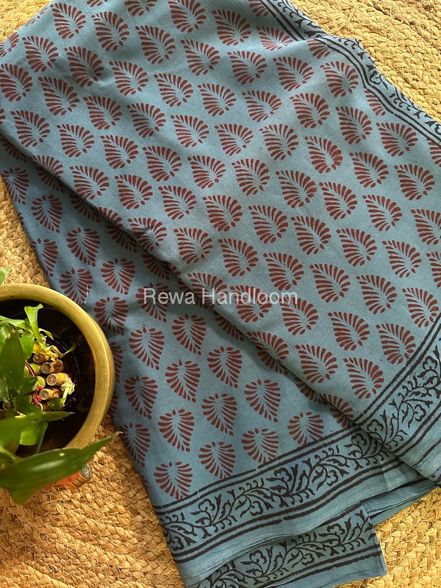  Bagh Print Cotton Saree NCBP