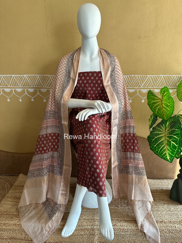 Maheshwari Bagh Print Tissue Top-Dupatta Set