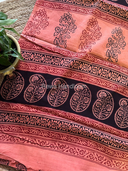 Peach Bagh Print Cotton Saree NCBP41