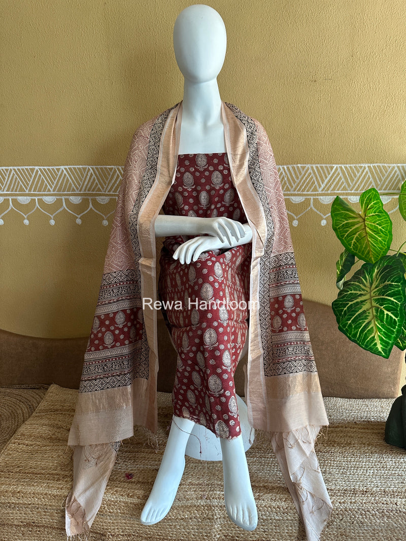 Maheshwari Bagh Print Tissue Top-Dupatta Set