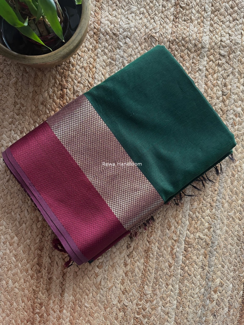Maheshwari Green Resham Thread Border Saree ZRBS02