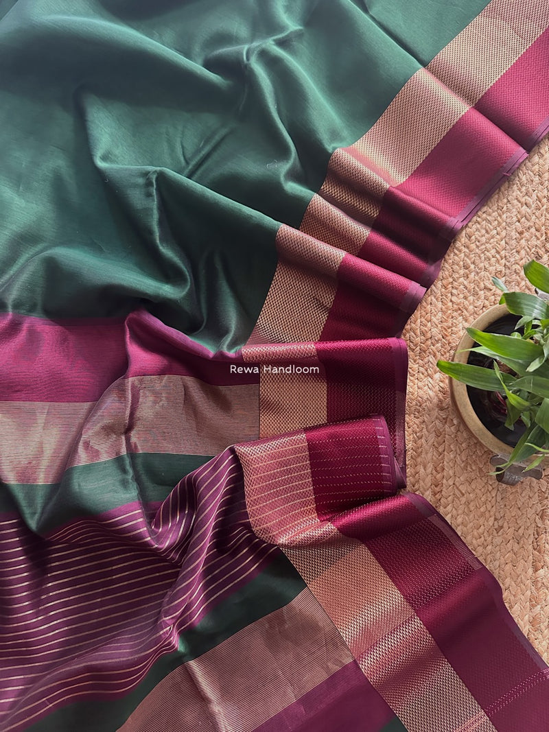 Maheshwari Green Resham Thread Border Saree ZRBS02